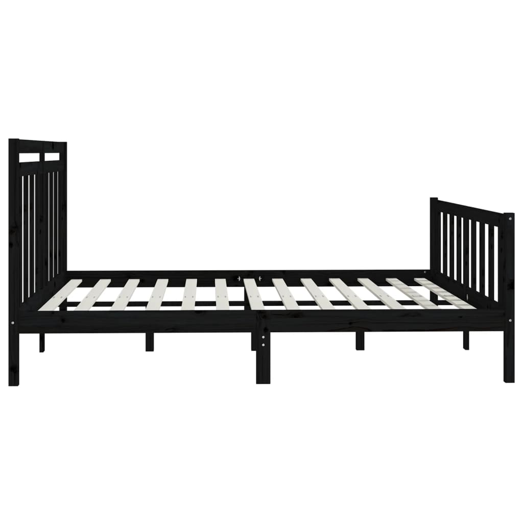 Okvir za krevet od masivne borovine crni 200 x 200 cm