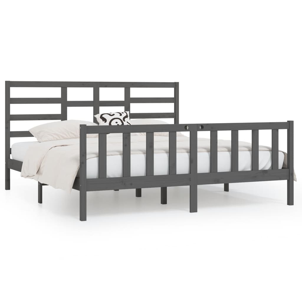 Okvir za krevet od masivne borovine sivi 200 x 200 cm