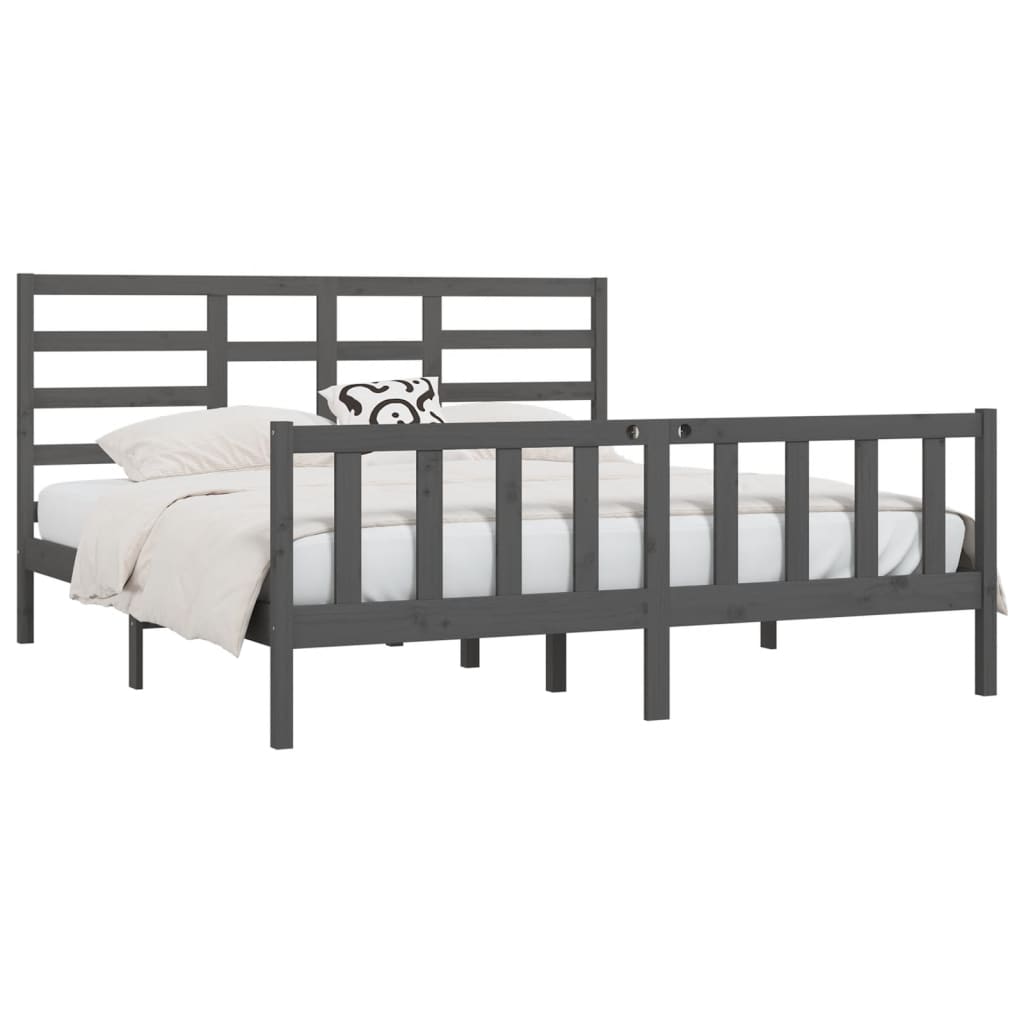 Okvir za krevet od masivne borovine sivi 200 x 200 cm