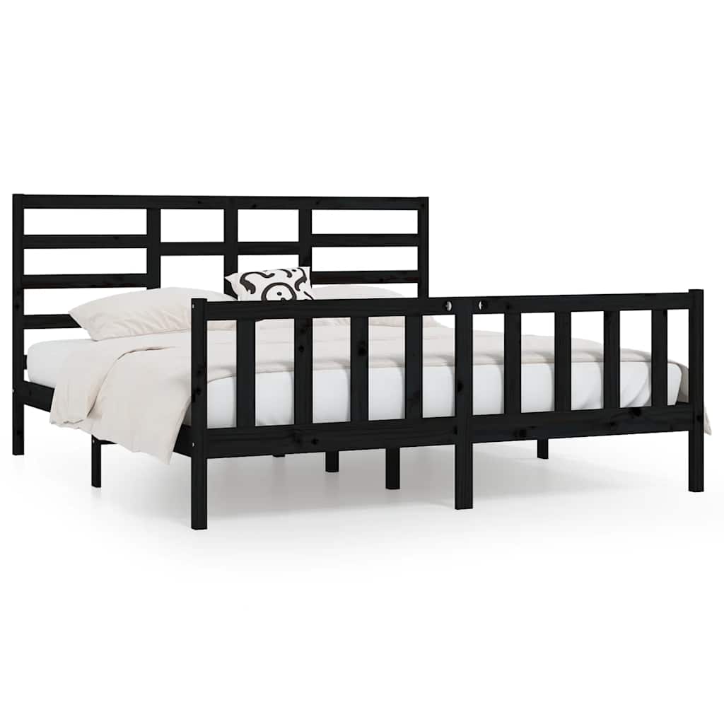Okvir za krevet od masivne borovine crni 200 x 200 cm