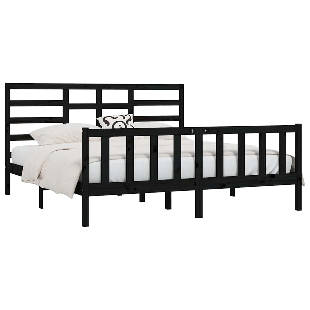 Okvir za krevet od masivne borovine crni 200 x 200 cm