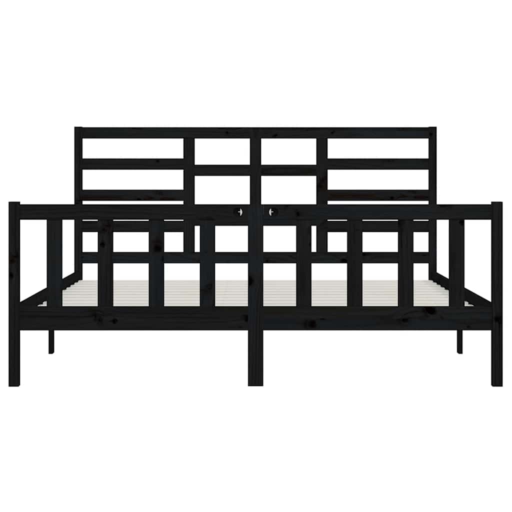 Okvir za krevet od masivne borovine crni 200 x 200 cm