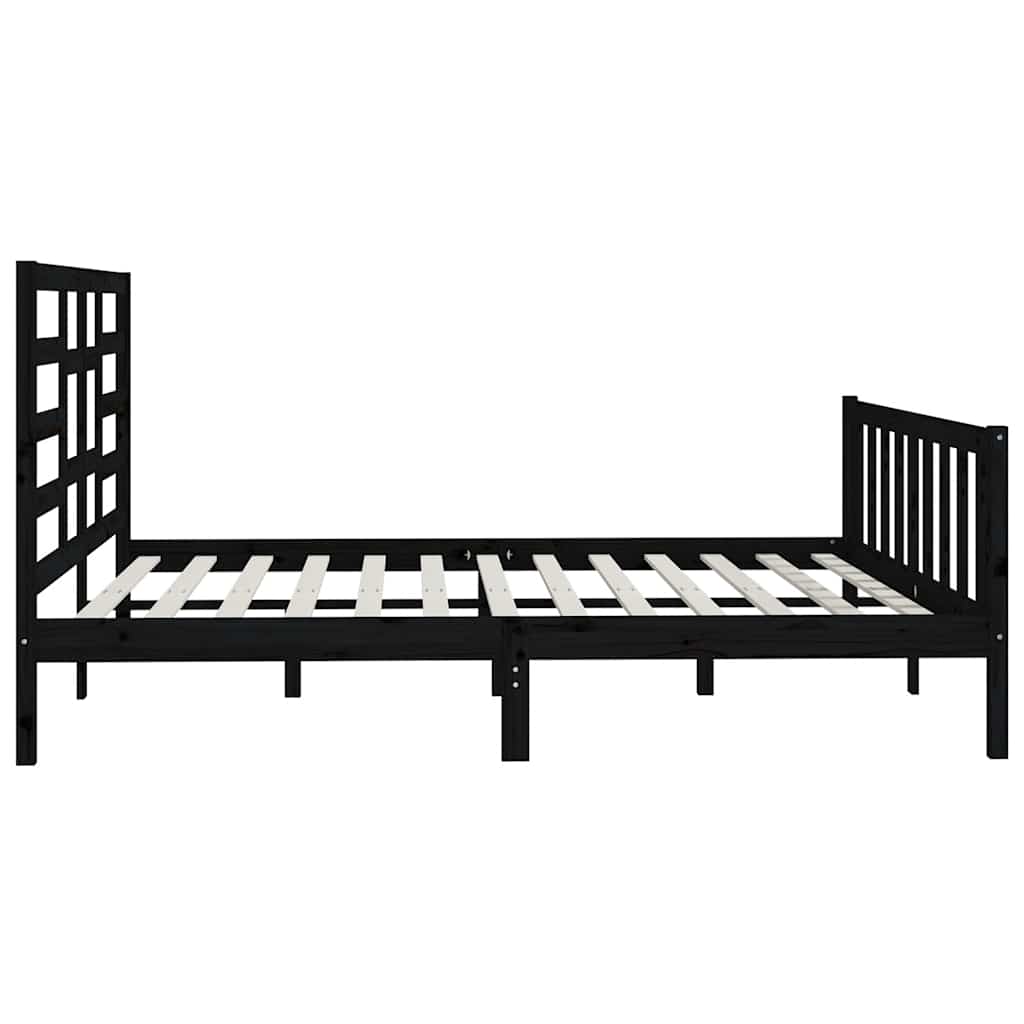 Okvir za krevet od masivne borovine crni 200 x 200 cm