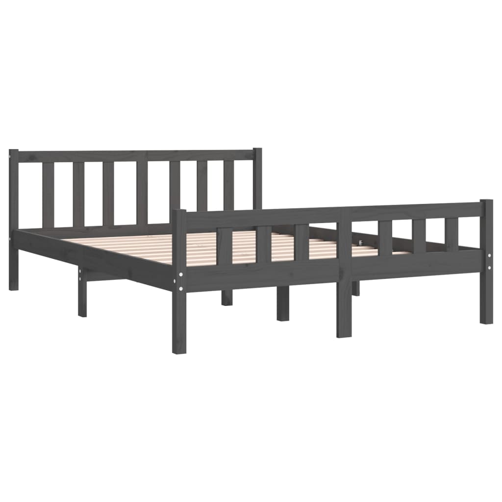 Okvir za krevet od masivnog drva sivi 140 x 190 cm