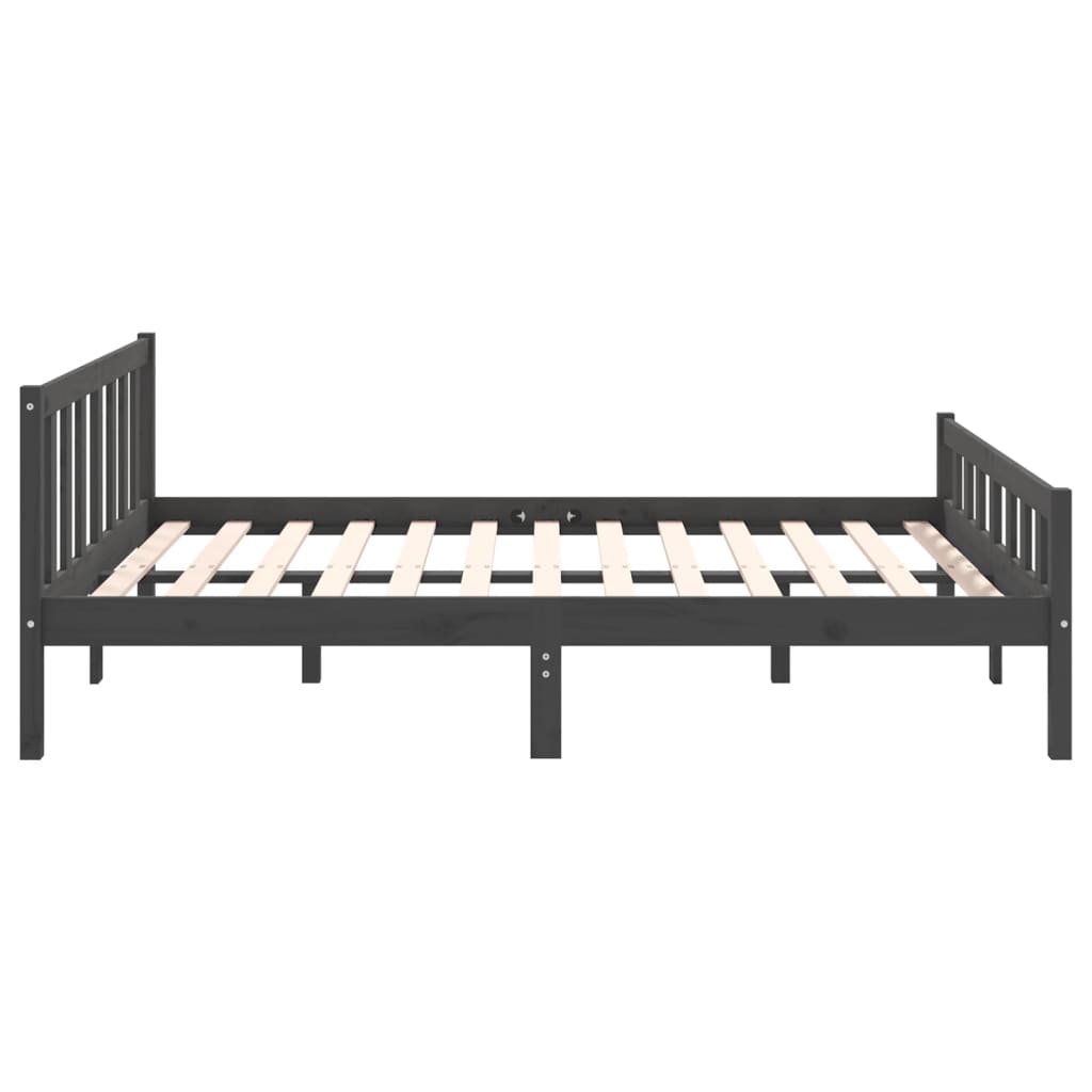Okvir za krevet od masivnog drva sivi 140 x 190 cm