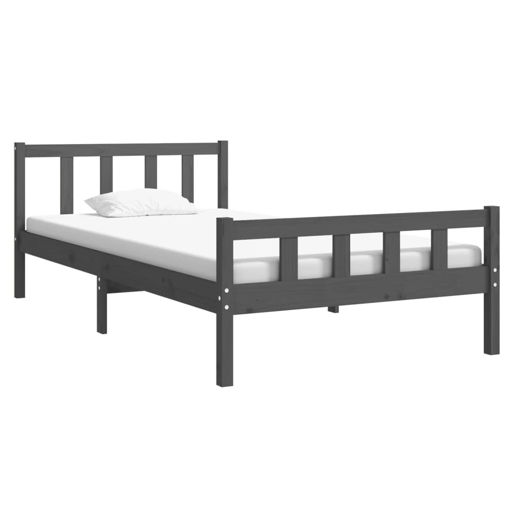 Okvir za krevet od masivnog drva sivi 100 x 200 cm