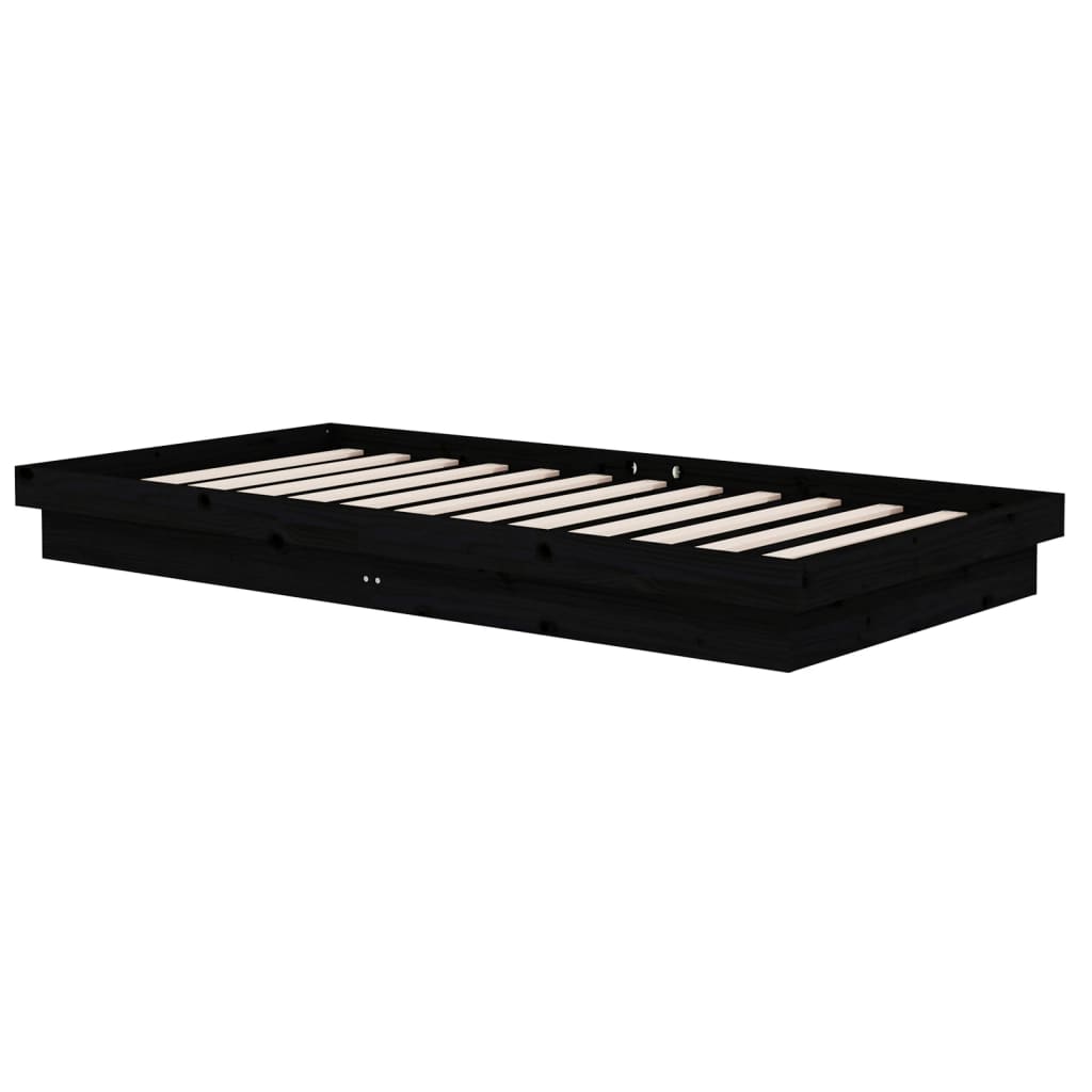 Okvir za krevet od masivnog drva crni 100 x 200 cm