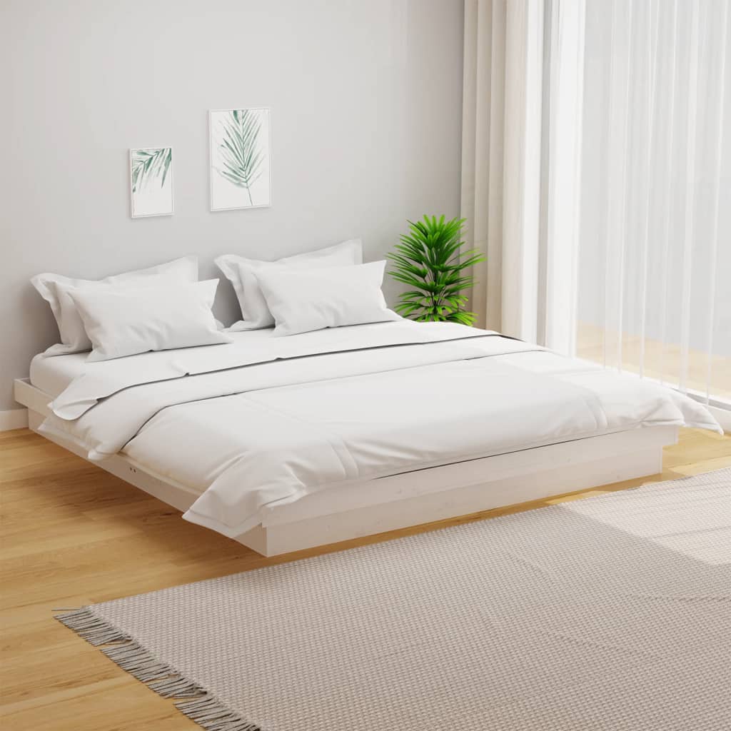 Okvir za krevet od masivnog drva bijeli 160 x 200 cm