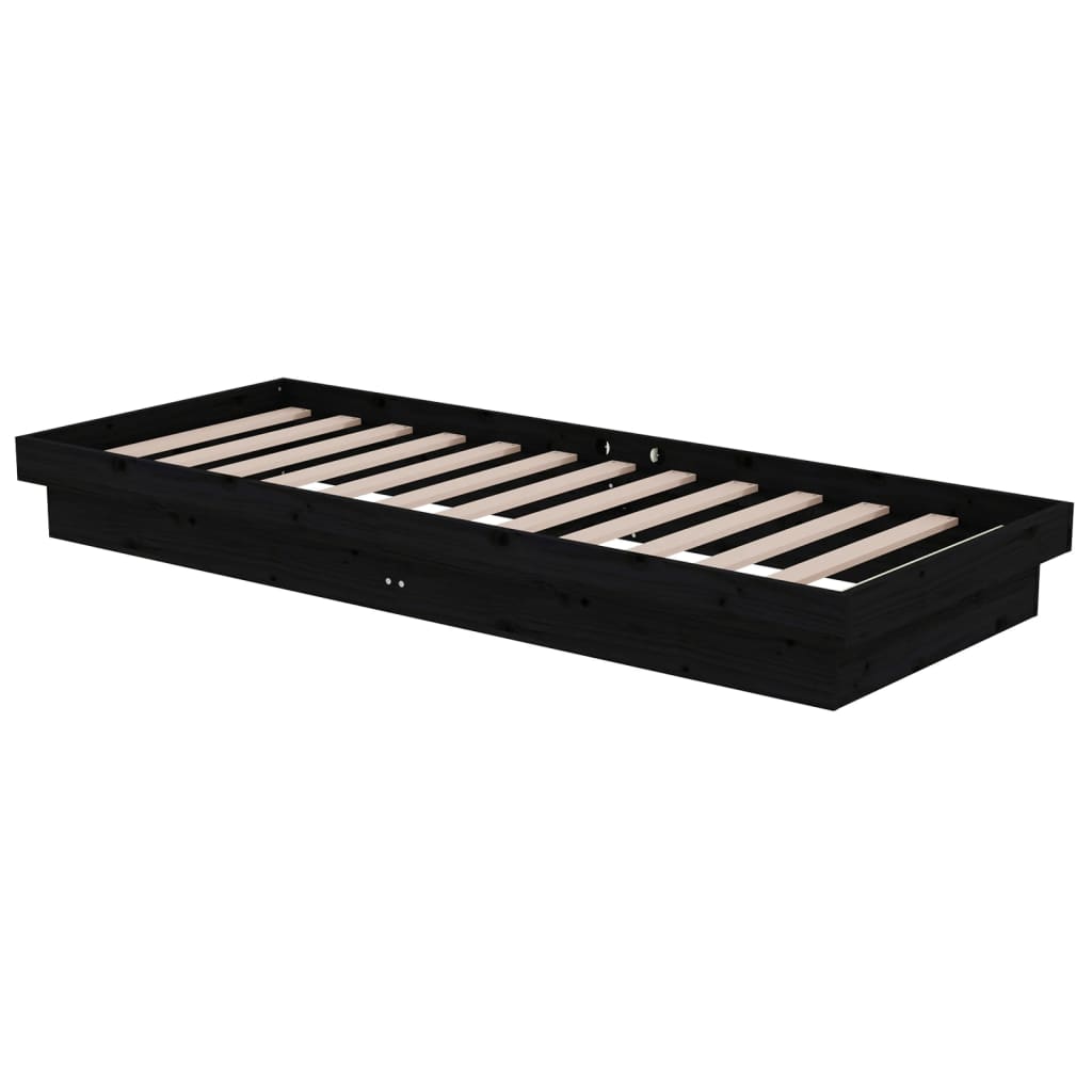 Okvir za krevet od masivnog drva crni 75 x 190 cm mali