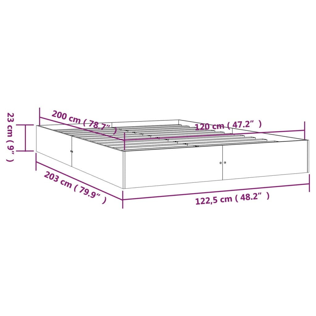 Okvir kreveta bez madraca 120 x 200 cm od masivnog drva