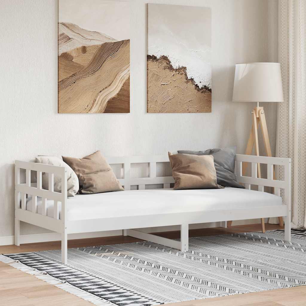 Dnevni ležaj bijeli od masivne borovine 90 x 190 cm