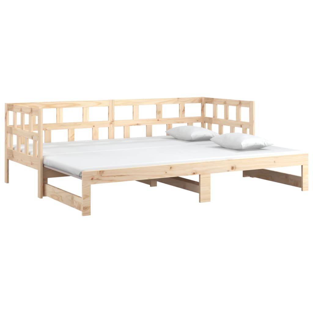 Dnevni krevet na izvlačenje masivna borovina 2x(80x200) cm