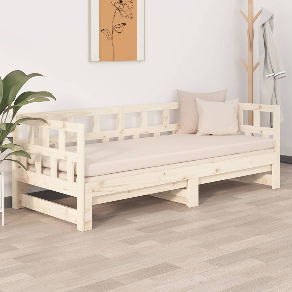 Dnevni krevet na izvlačenje masivna borovina 2x(80x200) cm