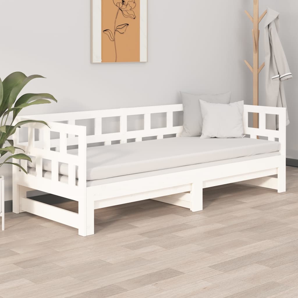 Dnevni ležaj na izvlačenje 2 x (80 x 200) cm bijeli od borovine