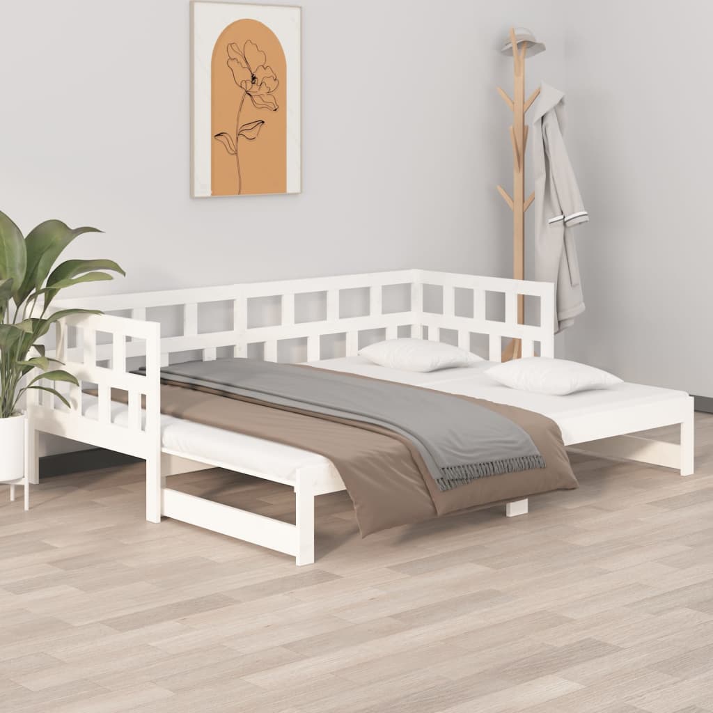 Dnevni ležaj na izvlačenje 2 x (80 x 200) cm bijeli od borovine