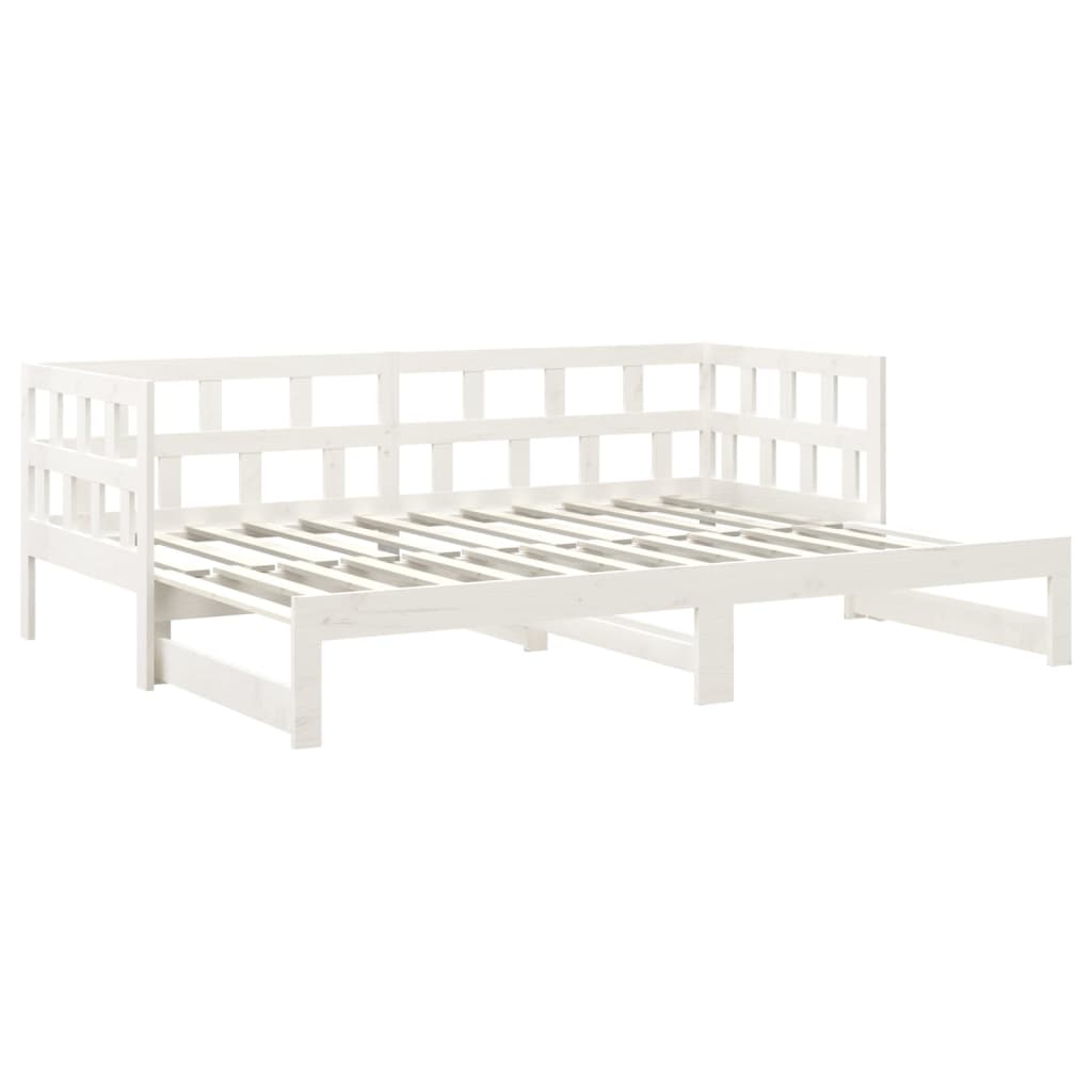 Dnevni ležaj na izvlačenje bijeli 2x(90x190)cm masivna borovina