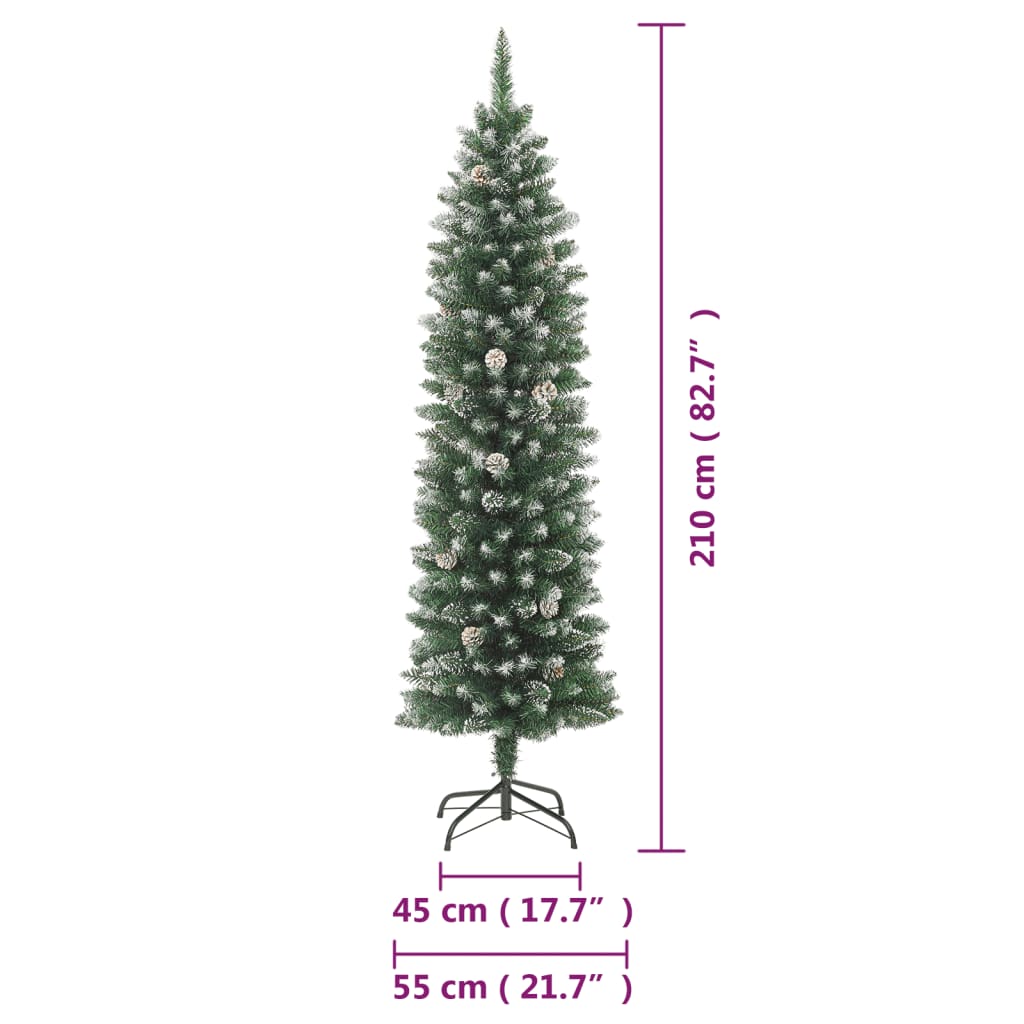 Umjetno usko božićno drvce sa stalkom 210 cm PVC