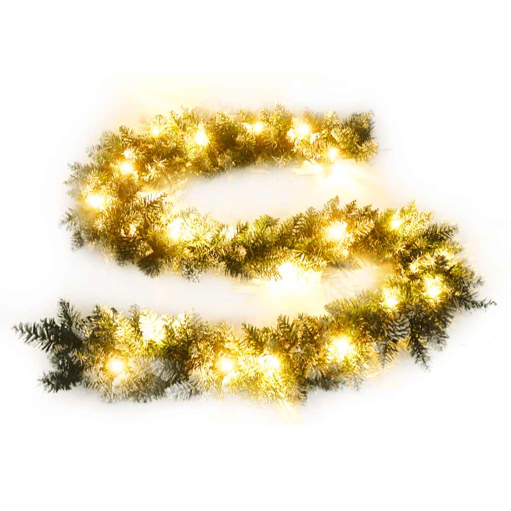 Božićna girlanda s LED svjetlima zelena 2,7 m PVC