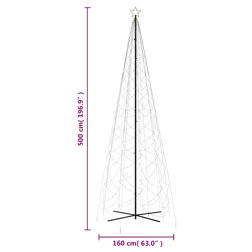 Stožasto božićno drvce toplo bijelo 1400 LED žarulja 160x500 cm