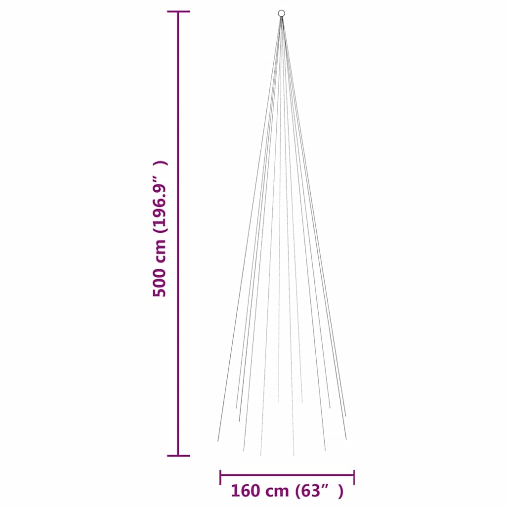 Božićno drvce na stijegu 732 LED žarulje tople bijele 500 cm