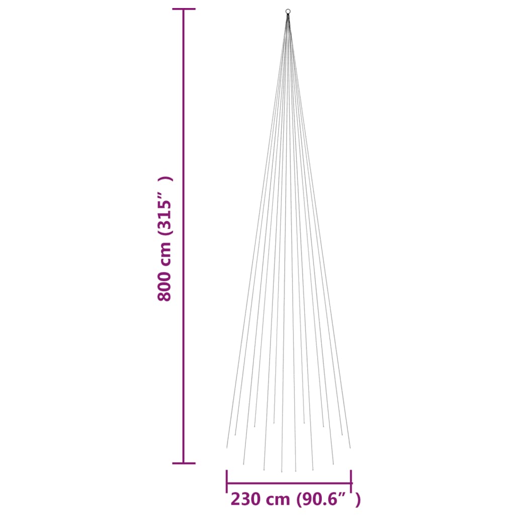 Božićno drvce na stijegu 1134 LED žarulje hladne bijele 800 cm