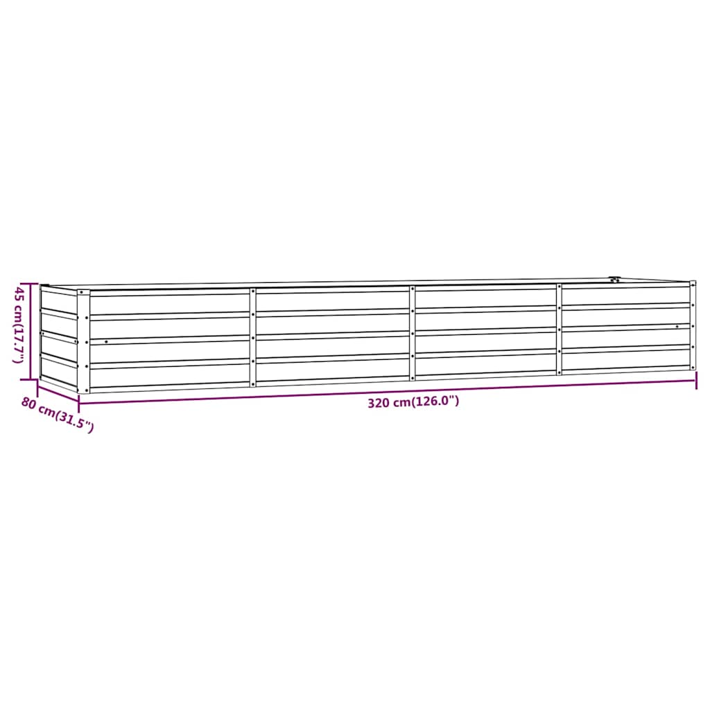 Povišena vrtna gredica boja hrđe 320 x 80 x 45 cm čelik COR-TEN