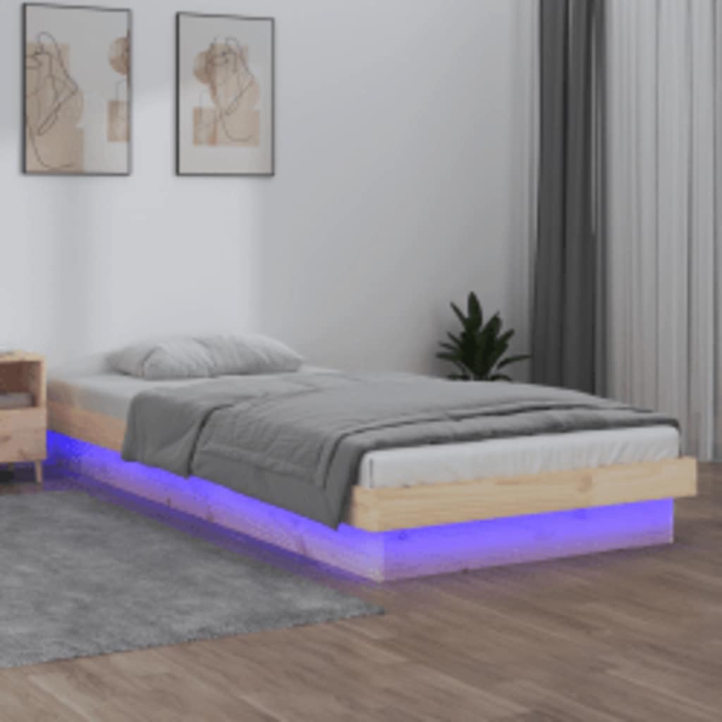 LED okvir za krevet 100 x 200 cm od masivnog drva