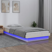 LED okvir kreveta bijeli 90 x 190 cm mali od masivnog drva