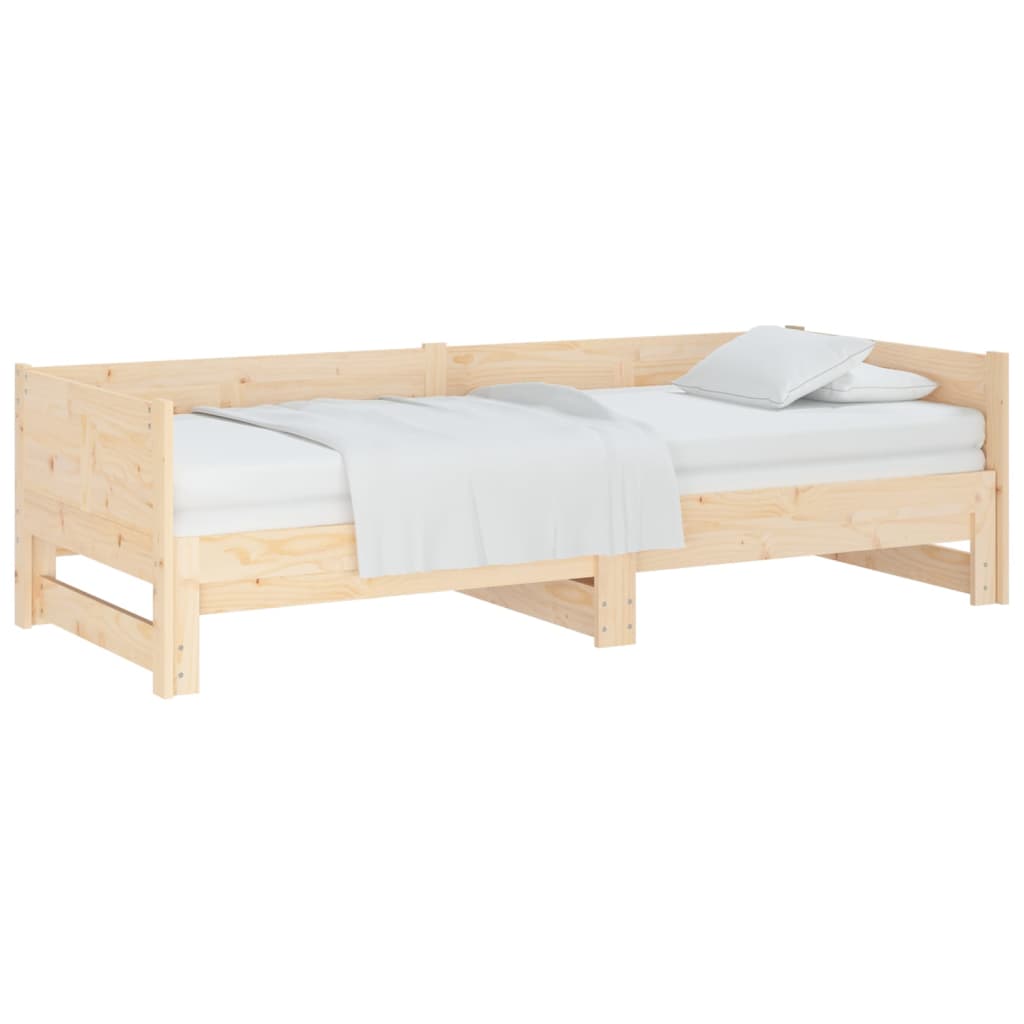 Dnevni krevet na izvlačenje masivna borovina 2x(80x200) cm