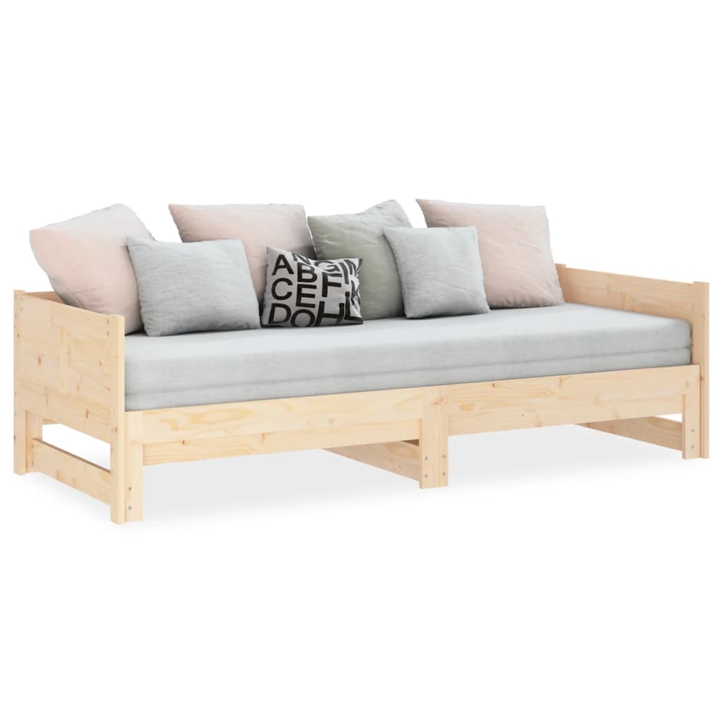 Dnevni krevet na izvlačenje masivna borovina 2x(80x200) cm