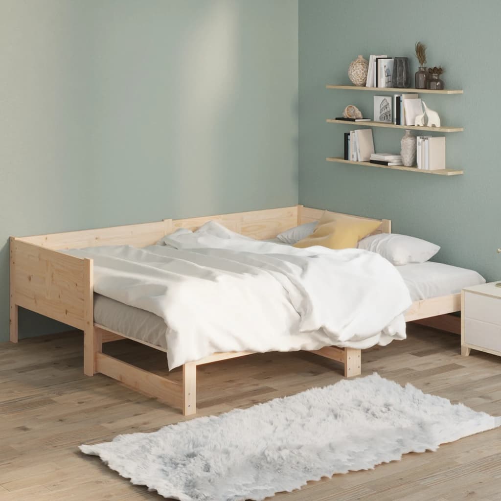 Dnevni krevet na izvlačenje masivna borovina 2x(80x200) cm
