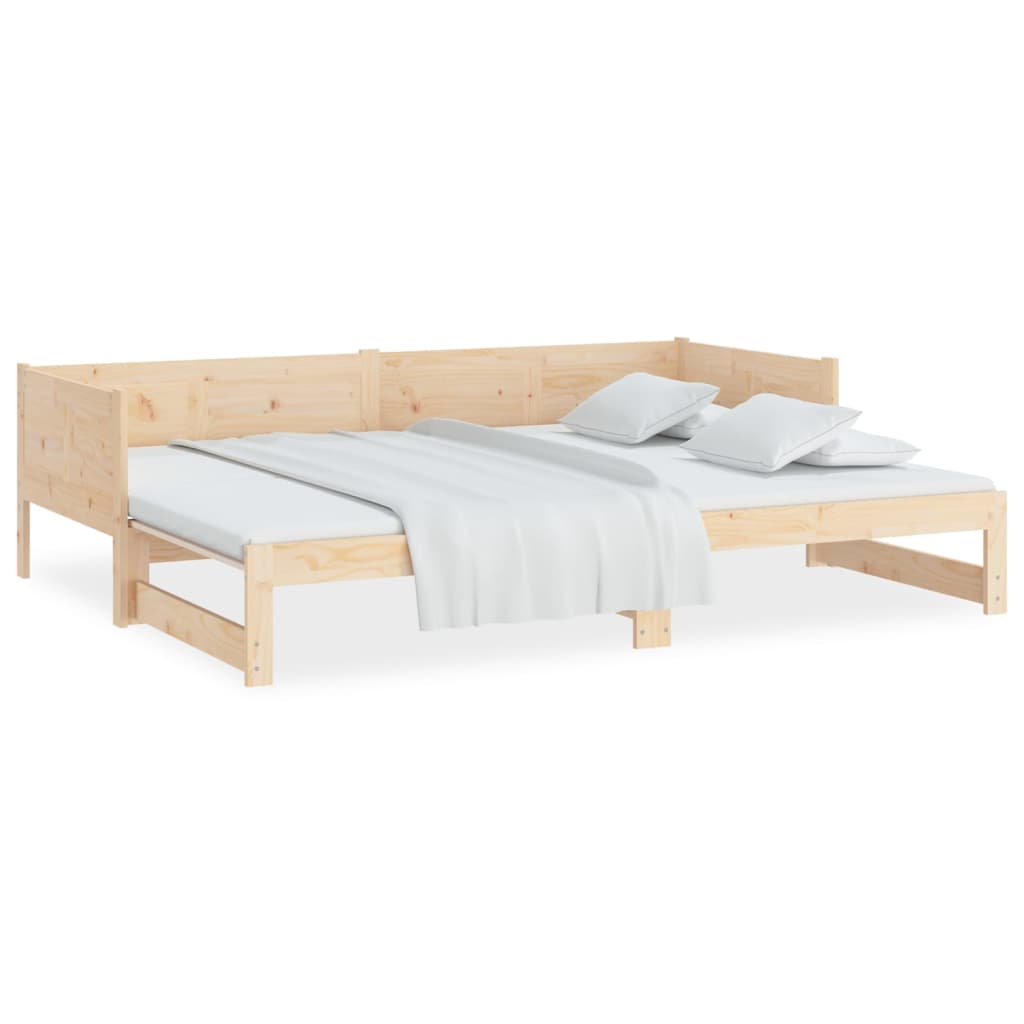 Dnevni krevet na izvlačenje masivna borovina 2x(80x200) cm