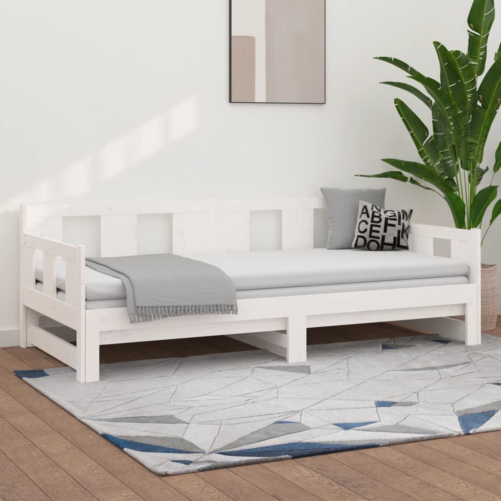 Dnevni ležaj na izvlačenje bijeli 2x(90x190)cm masivna borovina
