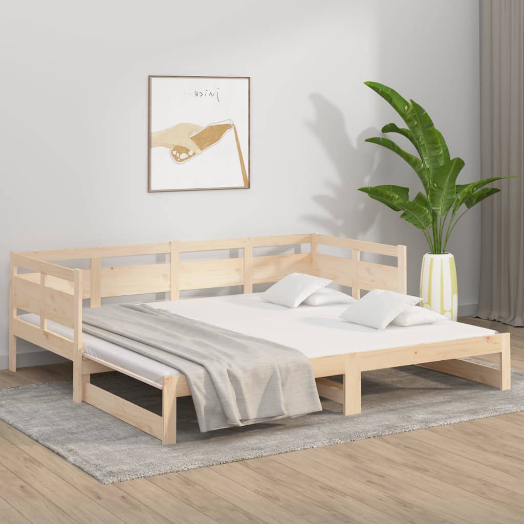 Dnevni krevet na izvlačenje masivna borovina 2x(80x200) cm