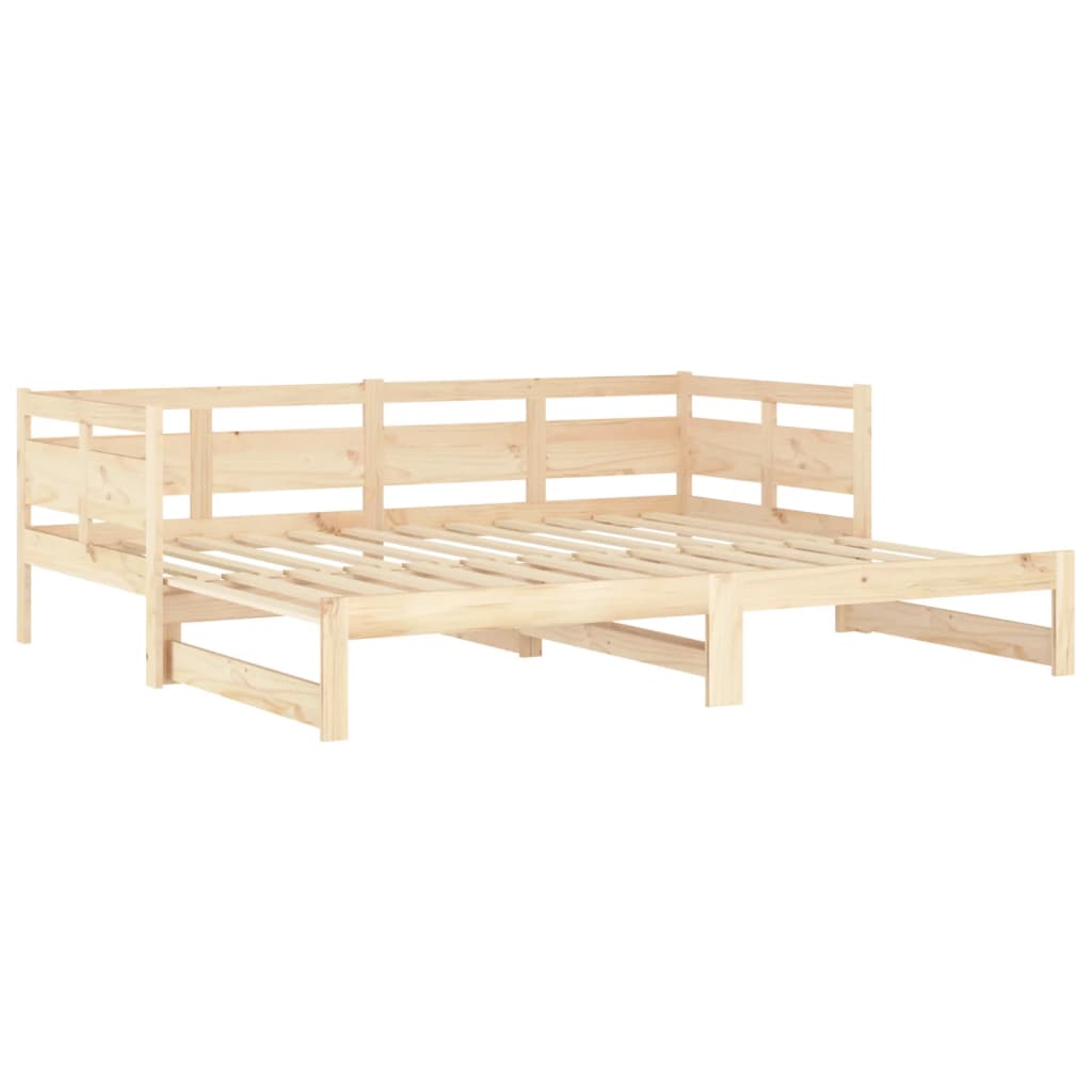 Dnevni krevet na izvlačenje masivna borovina 2x(80x200) cm