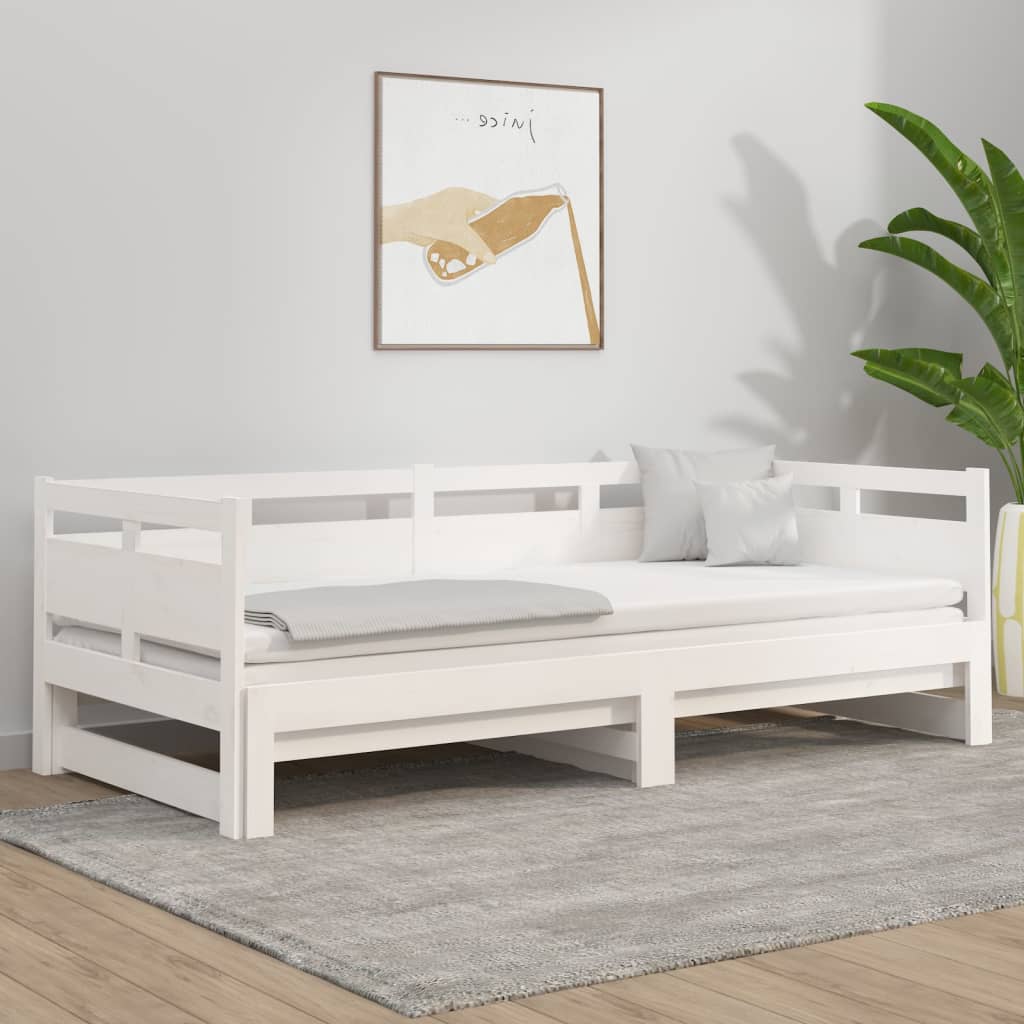 Dnevni ležaj na izvlačenje 2 x (80 x 200) cm bijeli od borovine