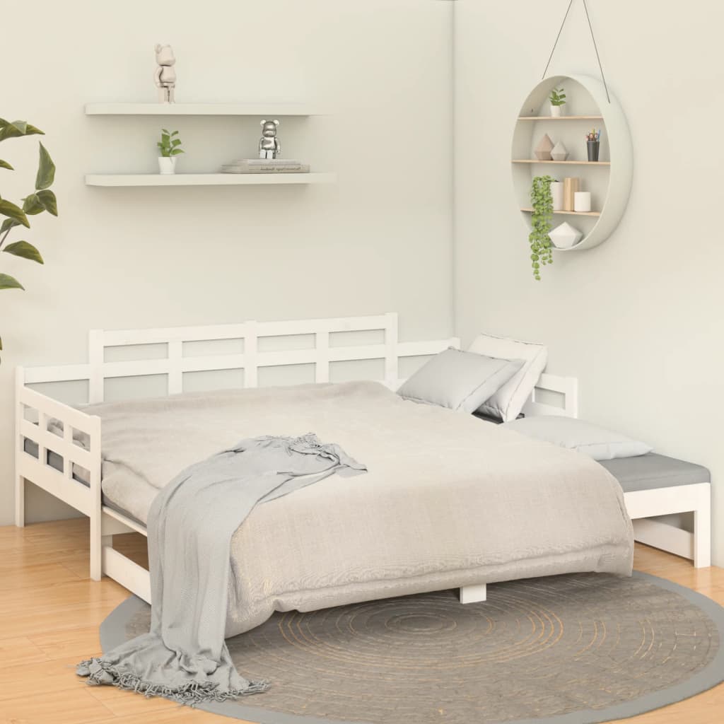 Dnevni ležaj na izvlačenje bijeli 2x(90x190)cm masivna borovina