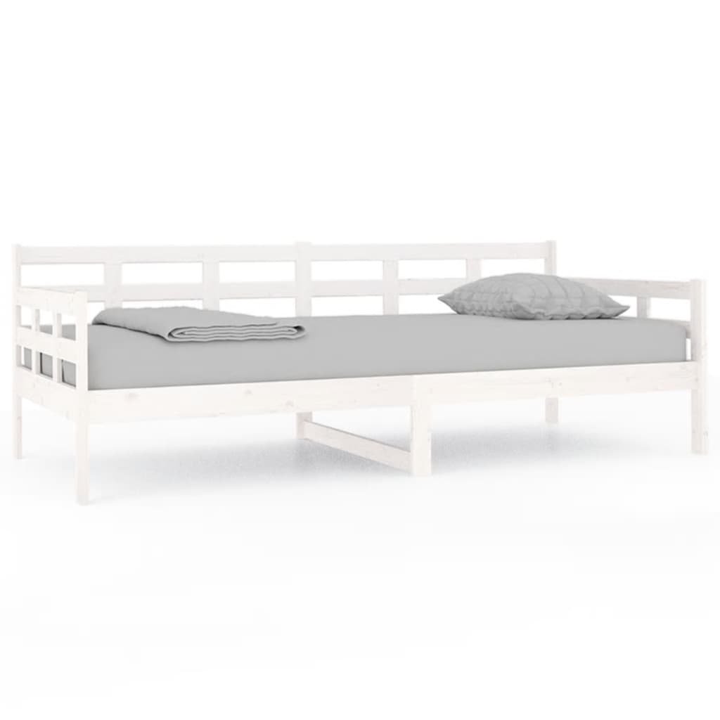 Dnevni ležaj bijeli od masivne borovine 90 x 200 cm