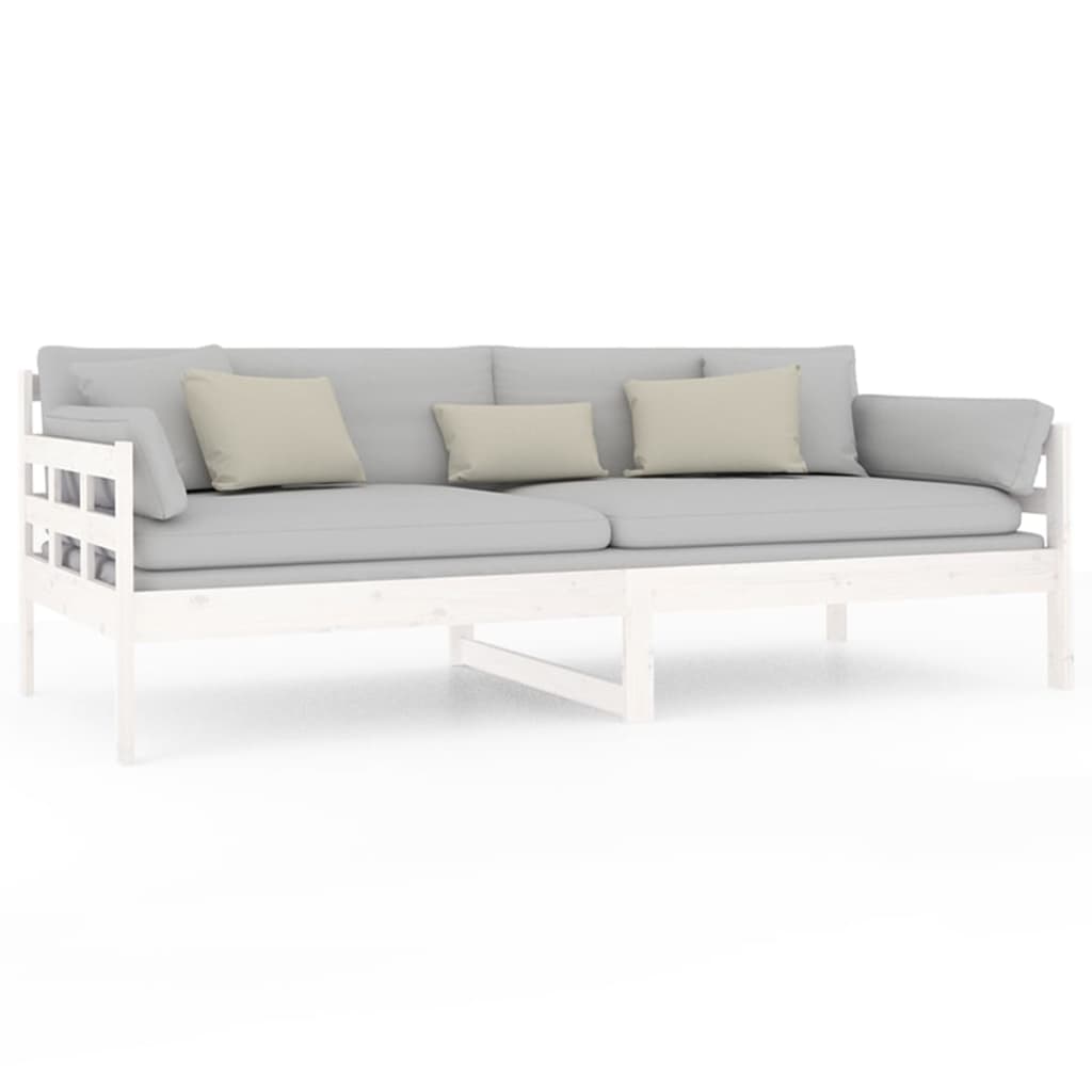 Dnevni ležaj bijeli od masivne borovine 90 x 200 cm