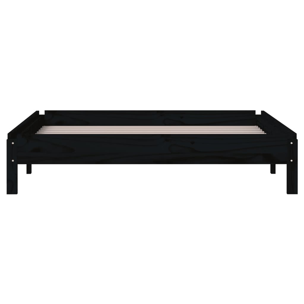 ležaj crni 80 x 200 cm od masivne borovine