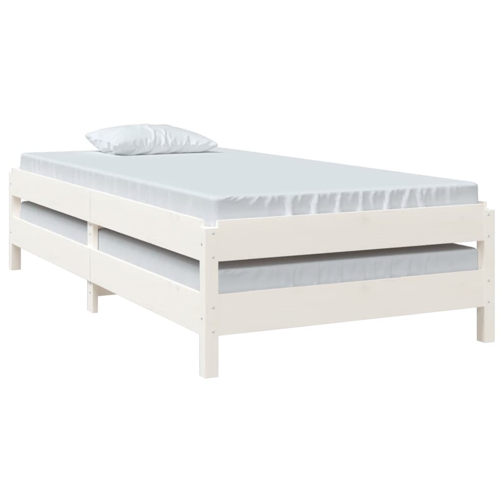 Složivi krevet bijeli 90x190 cm od masivne borovine