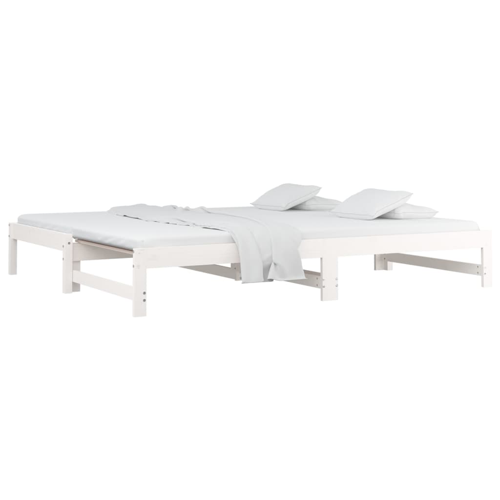 Dnevni ležaj na izvlačenje bijeli 2x(80x200)cm masivna borovina