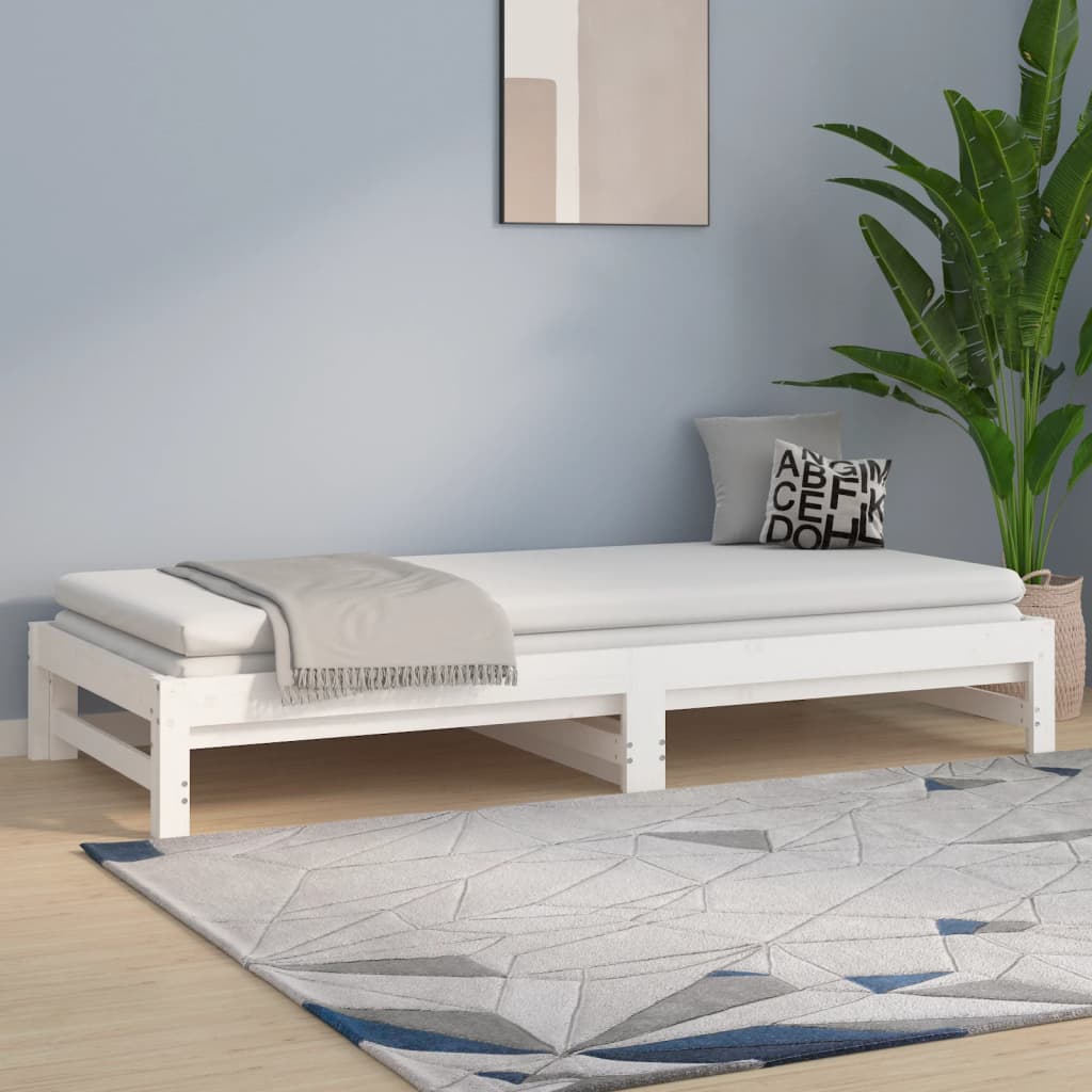 Dnevni ležaj na izvlačenje bijeli 2x(90x190)cm masivna borovina