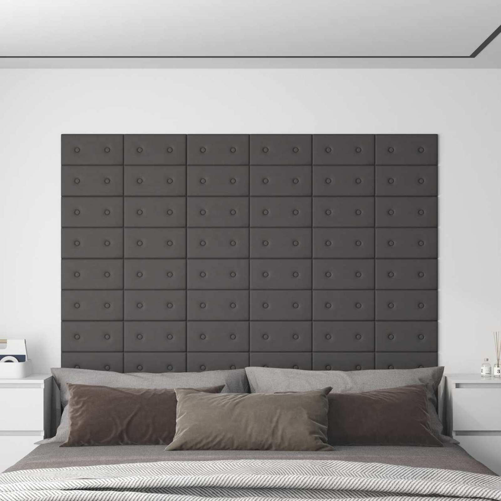 Zidna uzglavlja 12 pcs Sivi 30 x 15 cm Lažna koža