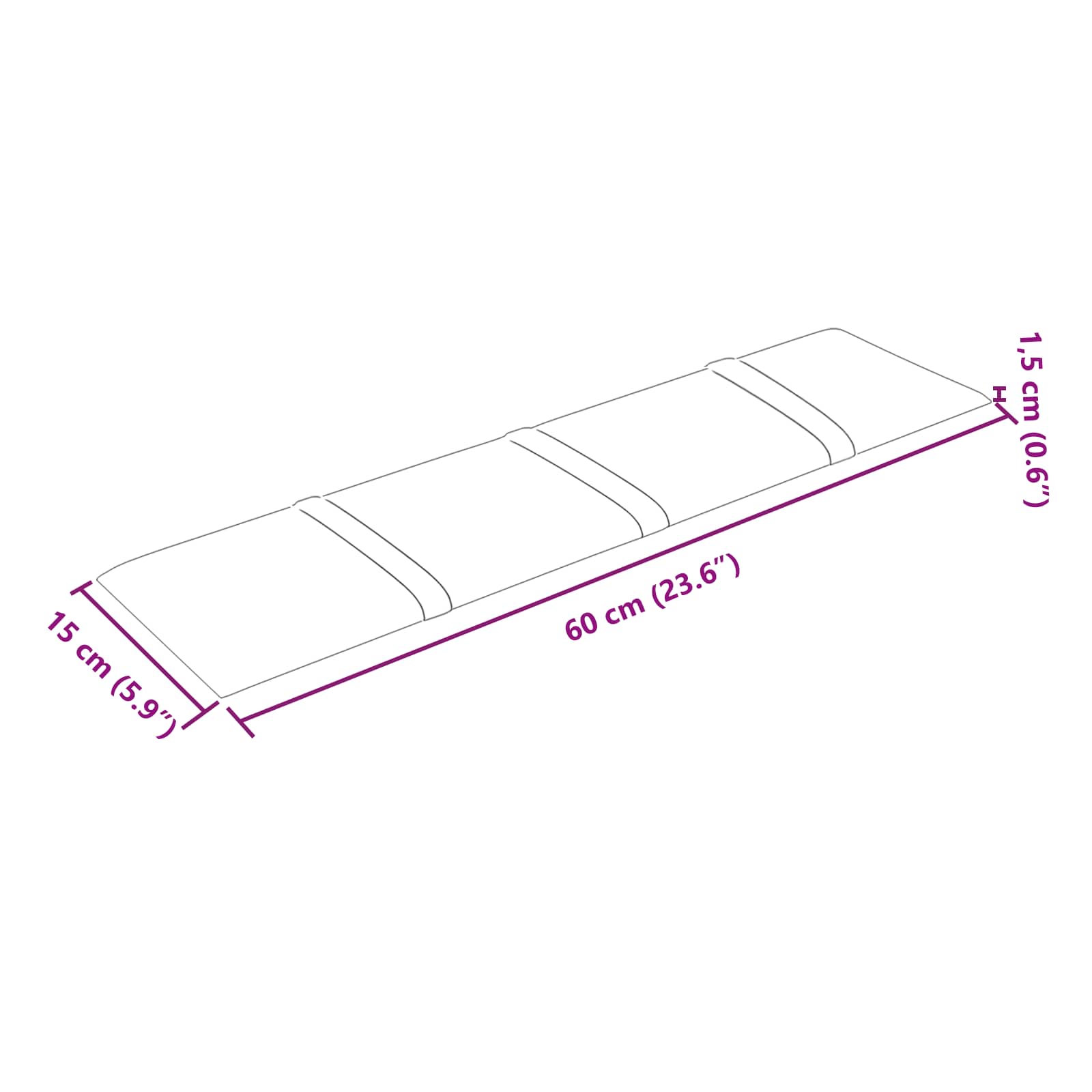 Zidna uzglavlja 12 pcs Smeđa 60 x 15 cm Baršun