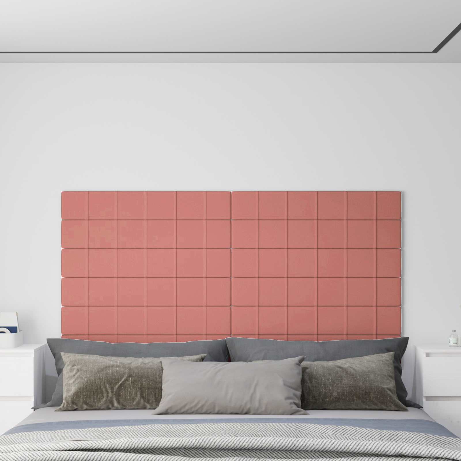 Zidna uzglavlja 12 pcs Ružičasta 90 x 15 cm Baršun