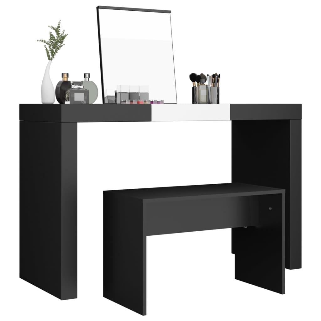 Toaletni stolac crni 70 x 35 x 45 cm od konstruiranog drva