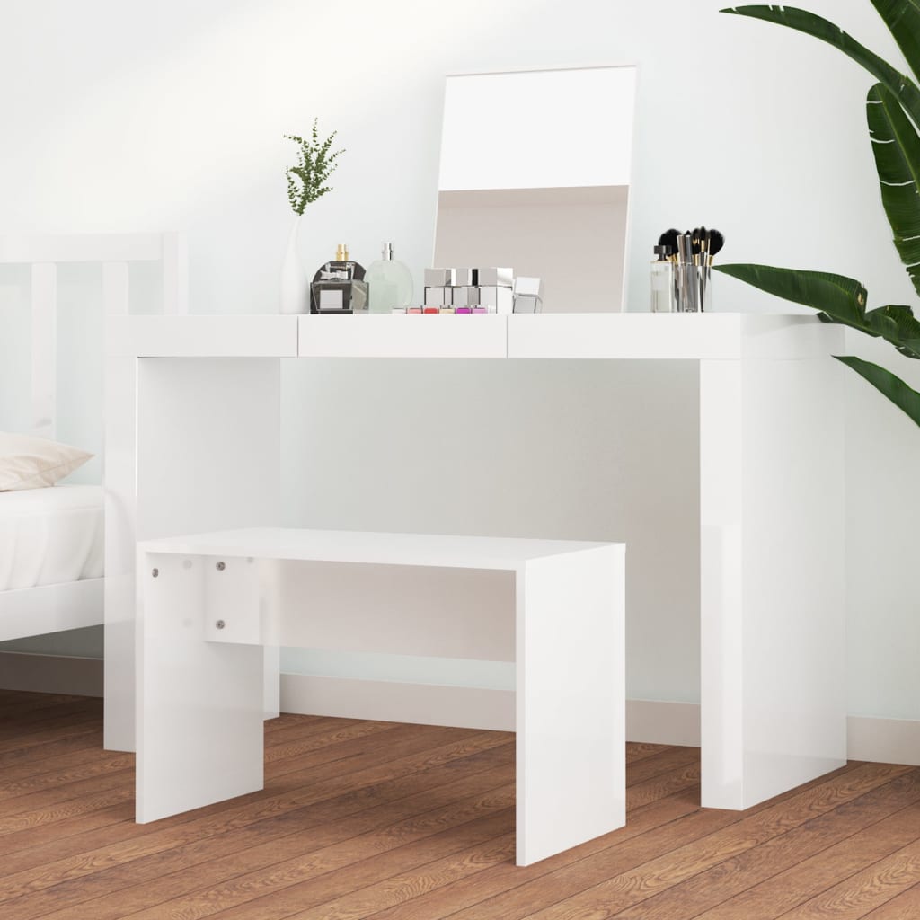 Toaletni stolac sjajni bijeli 70 x 35 x 45 cm konstruirano drvo