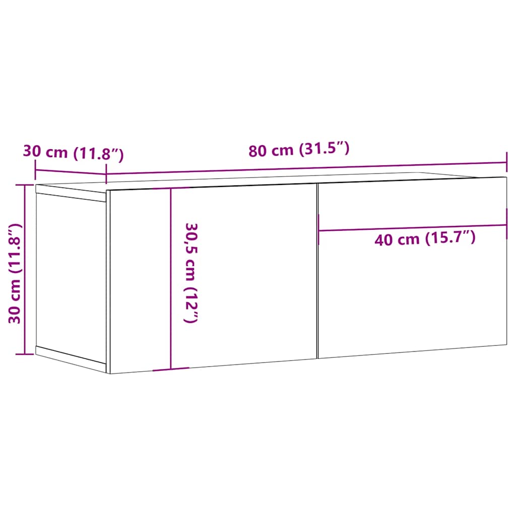 TV ormarići 2 kom bijeli 80 x 30 x 30 cm od konstruiranog drva
