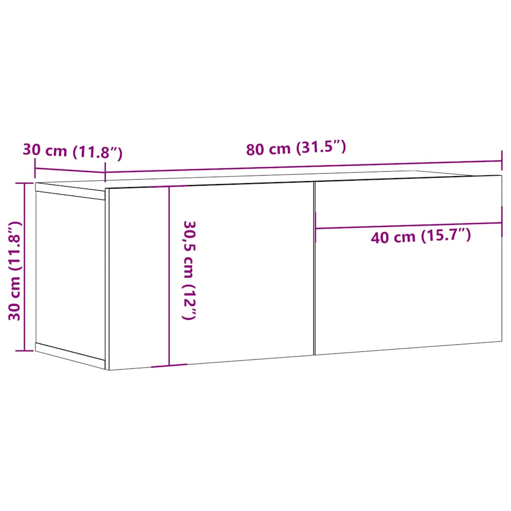 TV ormarići 2 kom boja hrasta 80x30x30 cm od konstruiranog drva